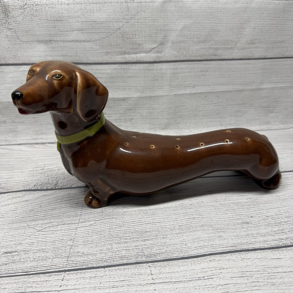 Ceramic ABCO Handpainted Dachshund Dog Hors D'Oeuvres Server Toothpick Holder